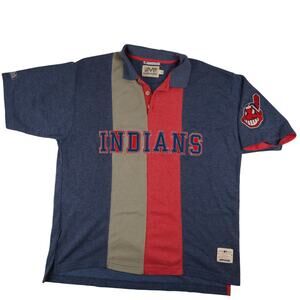 Vintage 90s MLB Mirage Cleveland Indians Spellout Polo